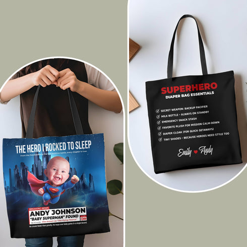 Personalized Baby Superman Tote – Personalized “Baby Superman” Gift for Moms & Babies